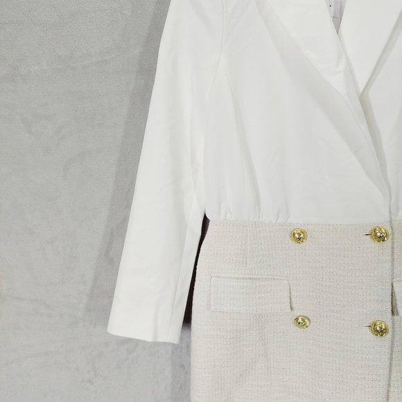 New DEREK LAM 10 CROSBY Chiara button-detailed twill and metallic tweed P1796 - Picture 5 of 14